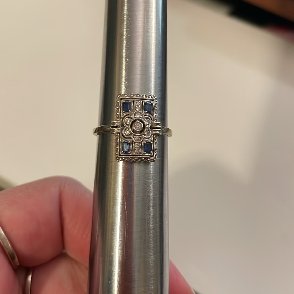 18K Art Deco sapphire and diamond ring - Picture 9 of 9